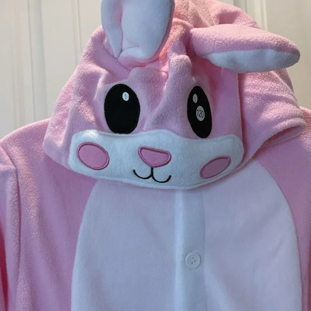 Kids Bunny Pajamas Costume Pink Cosplay Hoodie Halloween 5-6 YO